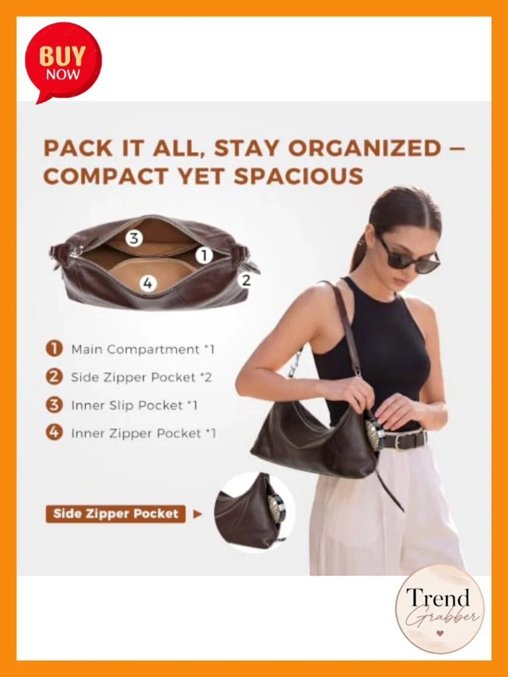 Genuine Leather Hobo Bag Women Lightweight Crossbody Shoulder Purse